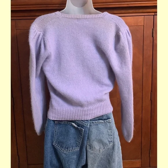 Vintage Embroidered Lilac V Neck Sweater - Picture 2 of 4